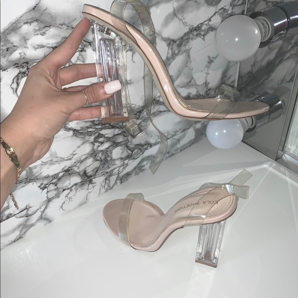 Miss Lola sexy Perspex clear heels/sandals sz: 5.5